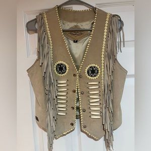 Genuine leather Stars and Stripes Western Vest